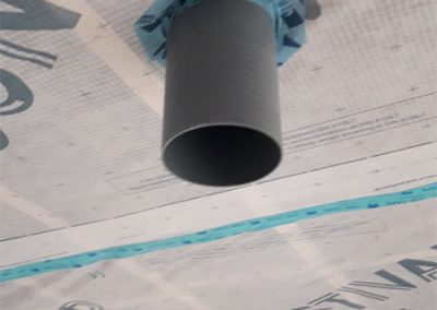 Vent axia meath Heat recovery Ventilation Duct taped coming through airtightness membrane