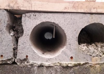 Air Tightness Testing & Thermal Imaging Longford Close up of how cold bridging & draft through hollow core floor - see through to cavity