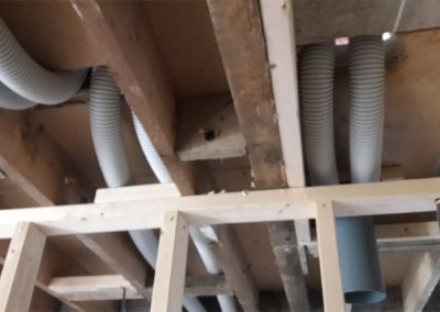 Vent axia Meath Heat recovery Ventilation Duct runs in timber joists.