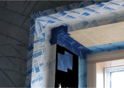 Air Tightness Testing & Thermal Imaging Meath SOLTUTION - Air tightness tape around window and sand & cement scratch coat ready for cosy board